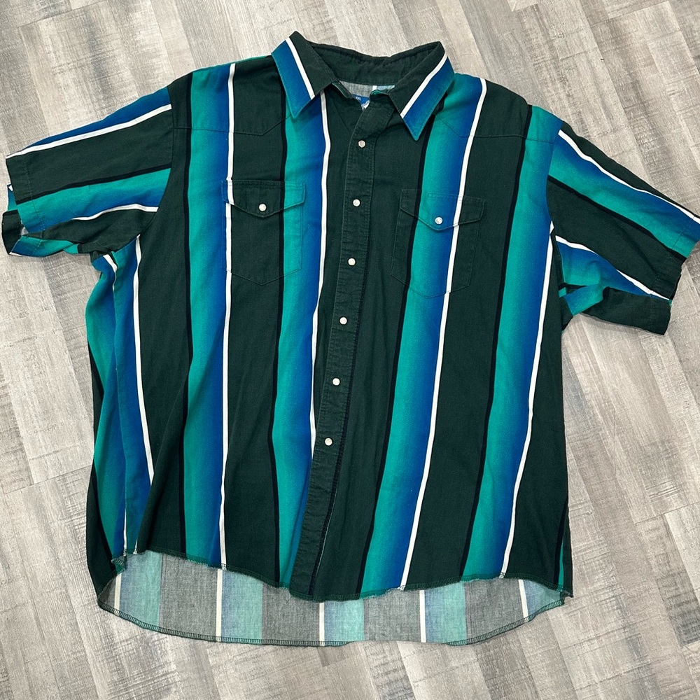 Vintage wrangler western shirt pearl snap short sleeve XXL